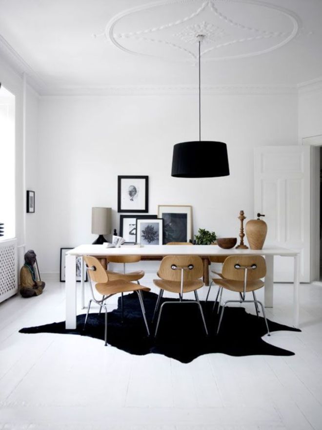 black and white interior