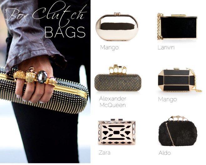 Trendy box clutch bags for the holidays - by Myra Madeleine